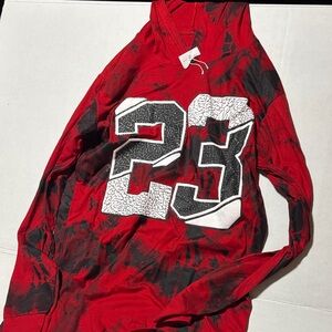 Red and Black long sleeve T-shirt Hoodie with Number 23